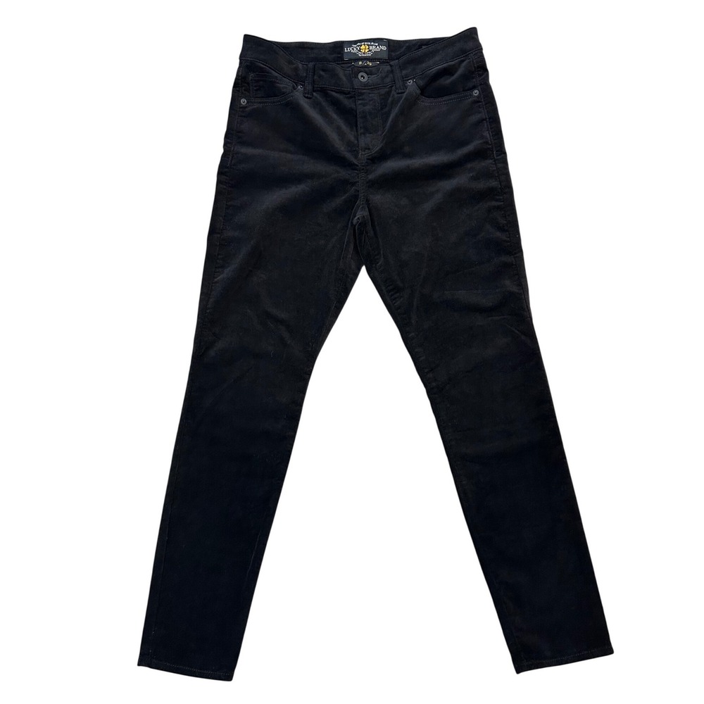 Lucky Brand Black Velvet Ava Skinny Jeans Black Pants size 8 29